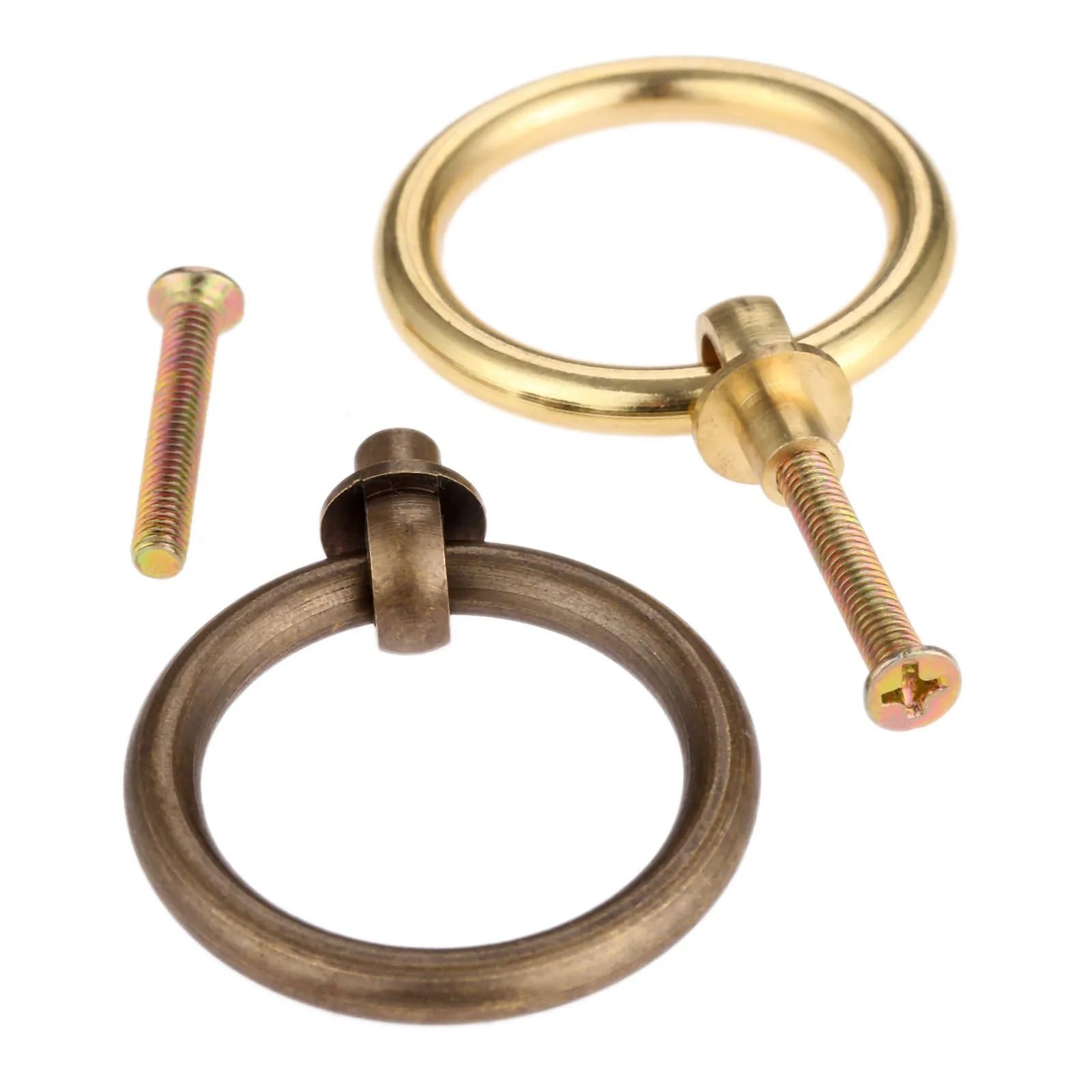 Poignée de tiroir en cuivre pur anneau de traction pour porte d'armoire et meuble ancien