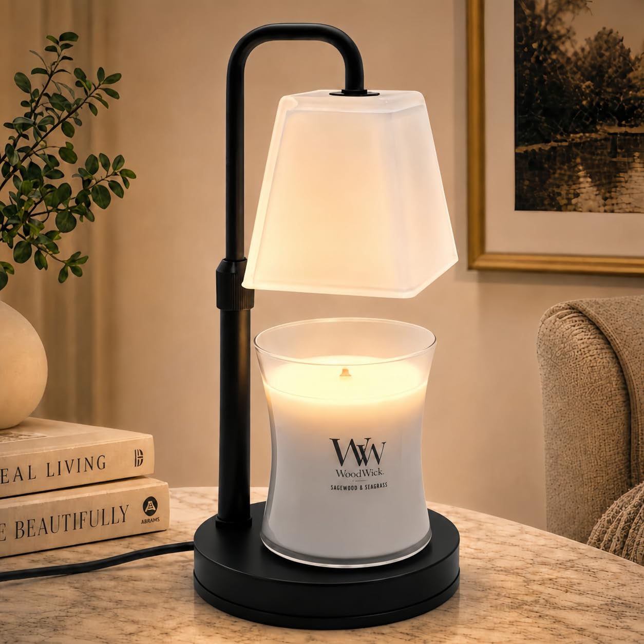 Quigo Black&White Candle Warmer Lamp, White
