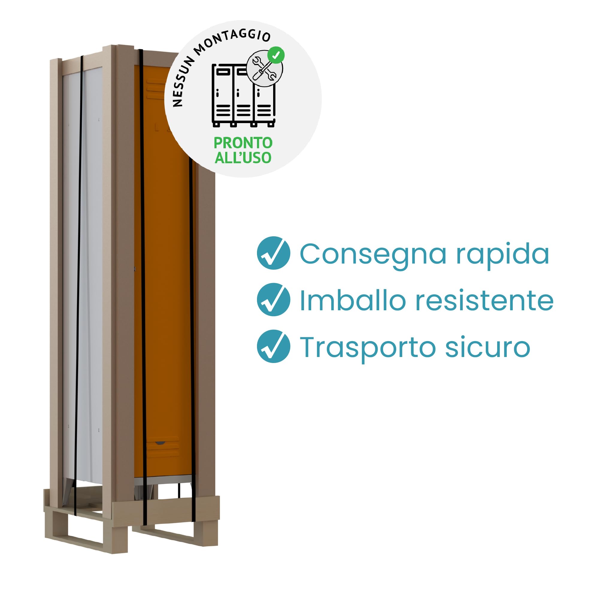 XLOCKERS Armadio Spogliatoio Monoblocco 1 Posto in Metallo Robusto, con Divisorio Sporco e Pulito - 36x33x180cm - Made in Italy