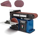 Scheppach Levigatrice a disco a nastro BTS900 con accessori | levigatrice con 370W | 230V | 2850 min-1 | diametro del disco abrasivo 150mm | incl. 3x carta vetrata e 3x nastro abrasivo | dispositivo di levigatura a nastro - 1