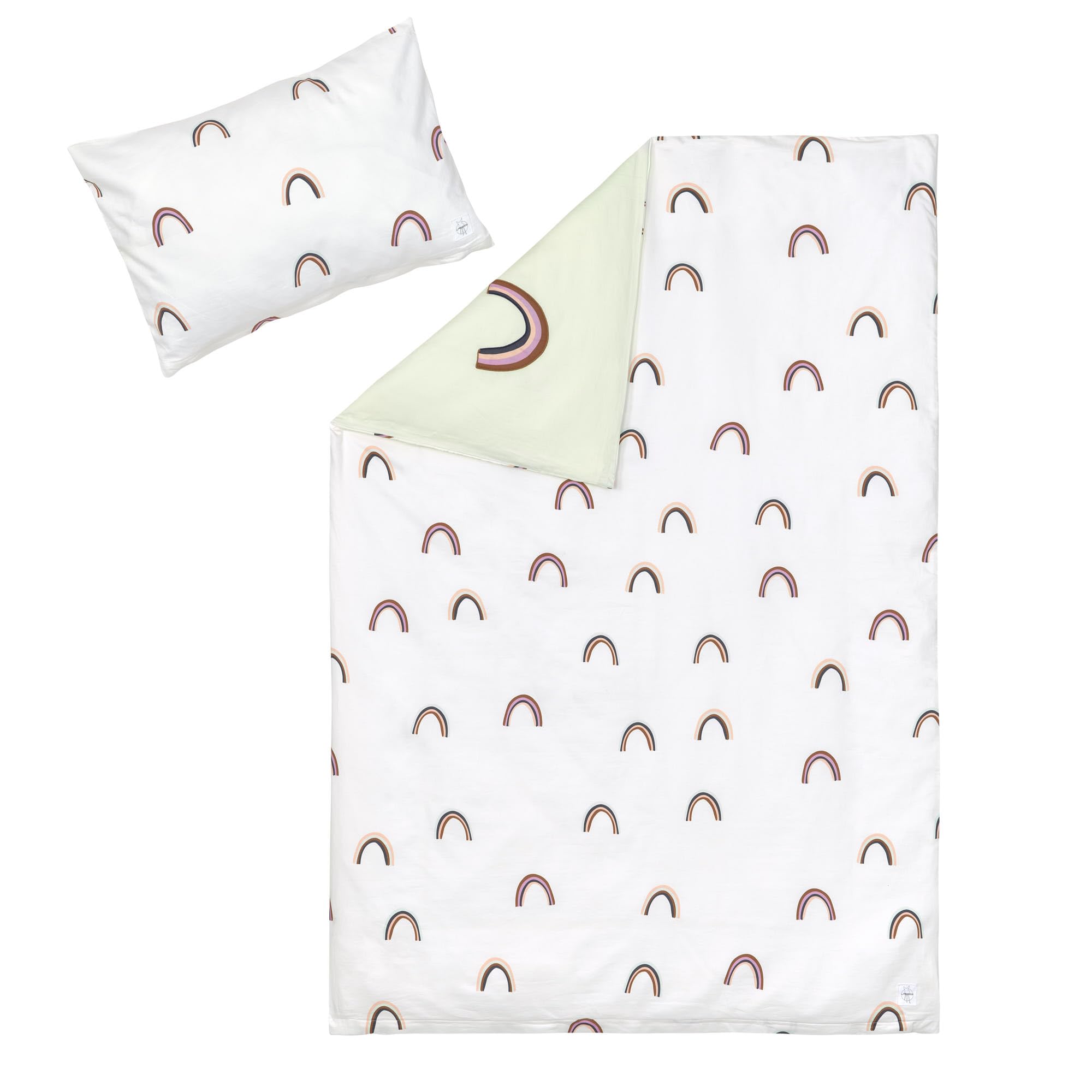 LÄSSIG Children's Bed Linen Set Organic Cotton GOTS Certified 2-Piece Bedding Set Rainbow Milky/Mint
