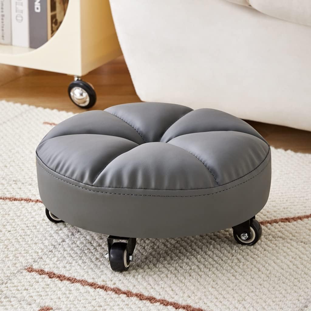 Rotating Low Stool Small Rolling Stool, with Universal Swivel Caster Wheels, Home Roller Stool, Mobile Rolling Utility Seat, Round Garage Shop Swivel Seat
