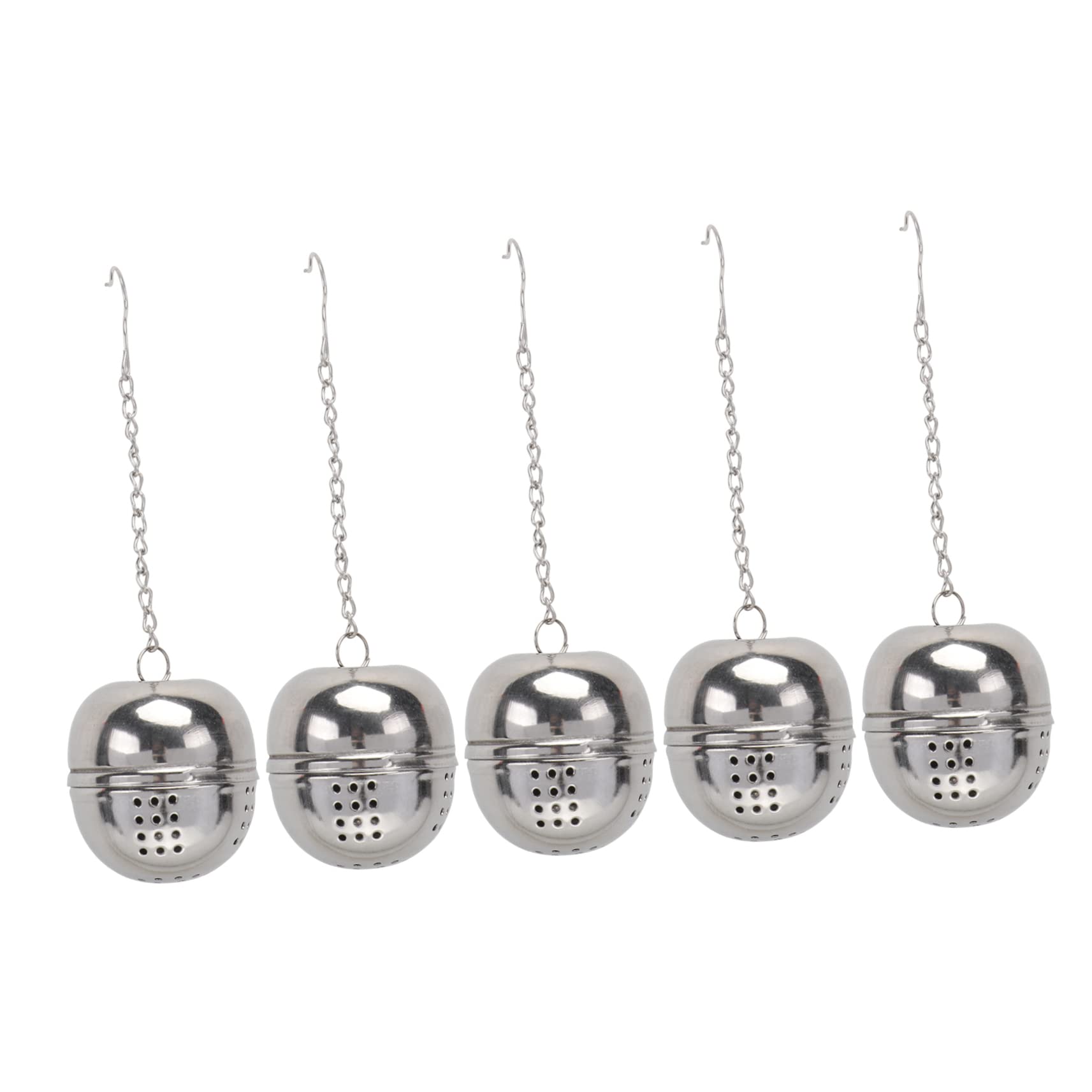 Cabilock 5 Pack Tea Strainer Ball Set Hot Pot Seasoning Strainer Stainless Steel Chain Hook Easy to Use