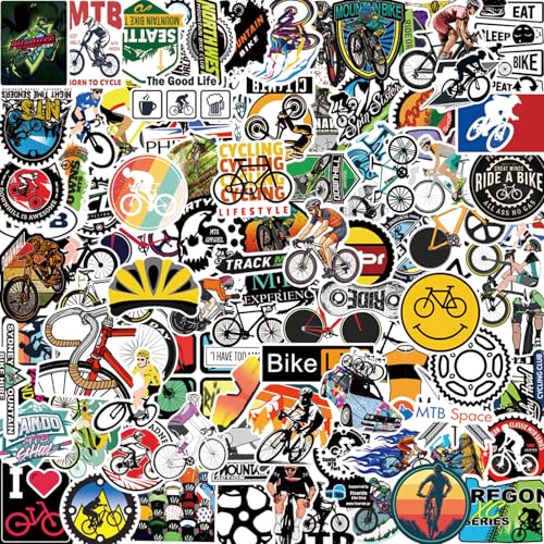 100PCS Mountain Bike Stickers, Road Cycling Stickers, Vinyl Waterproof Decals for Laptop Luggage Skateboard Bicycle, Teens and Adults