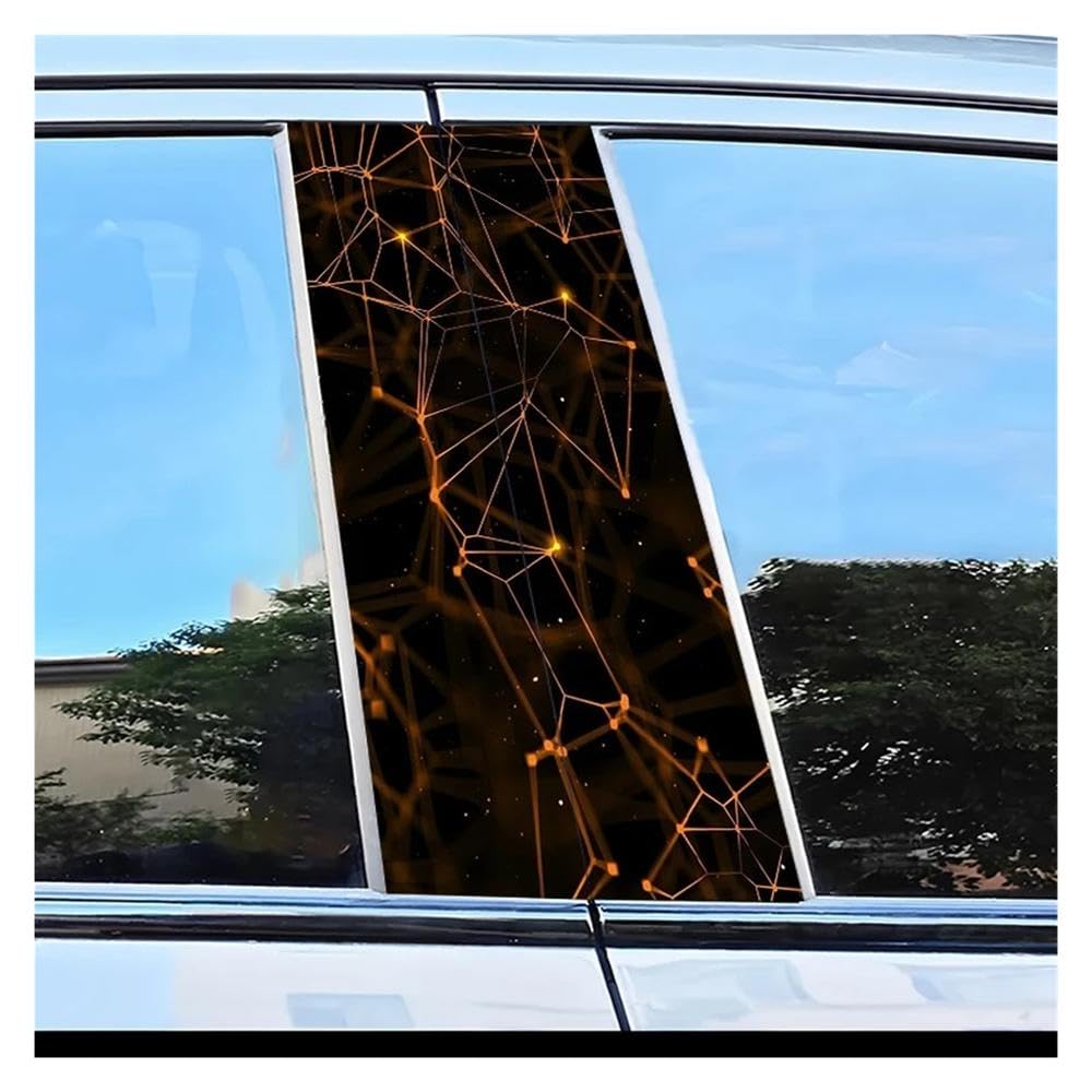Dabhuoc One Color Car Parts 2Pcs Car Center Column Decal Geometric Grid Pattern Scratch Resistant Film