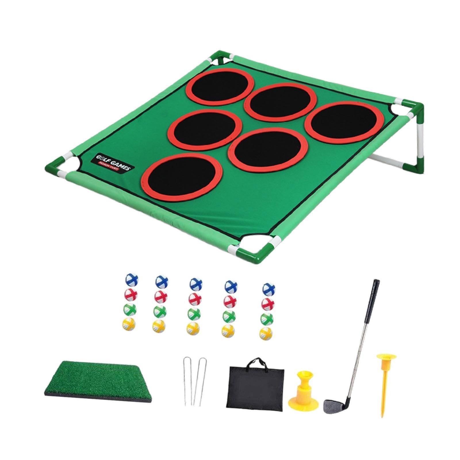 perfk Juego de Golf y Cornhole, Juego de Golf con Bolsa de Almacenamiento y Palos, Informal, con Pelotas, Juguetes para el hogar, Exterior y Patio
