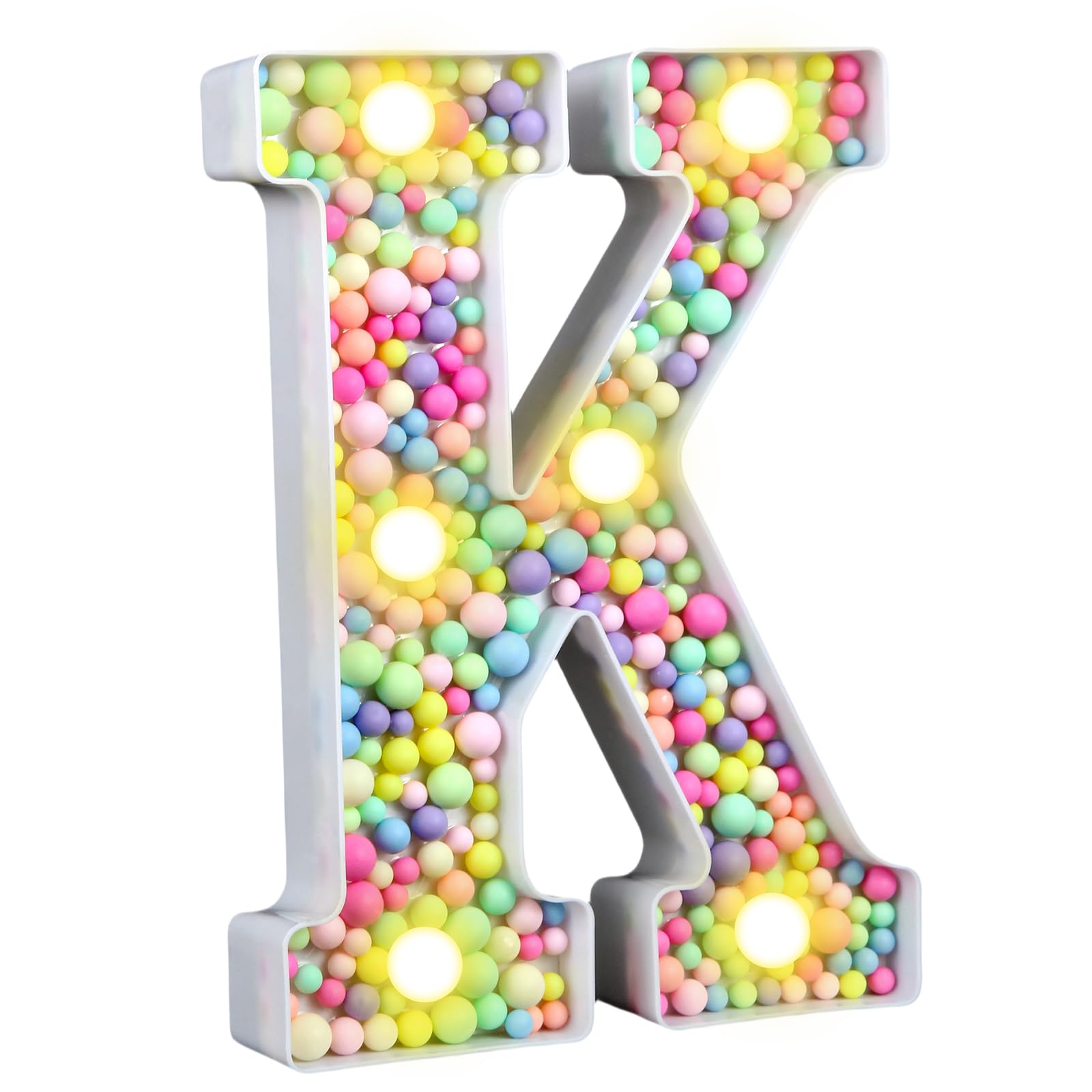 CELYANRAL Light Up Letter K - Mosaic LED Marquee Letter Sign Macaron 3D Rainbow Table Centerpieces for Girls Night Light Birthday Pastel Sweet Theme Party Decoration