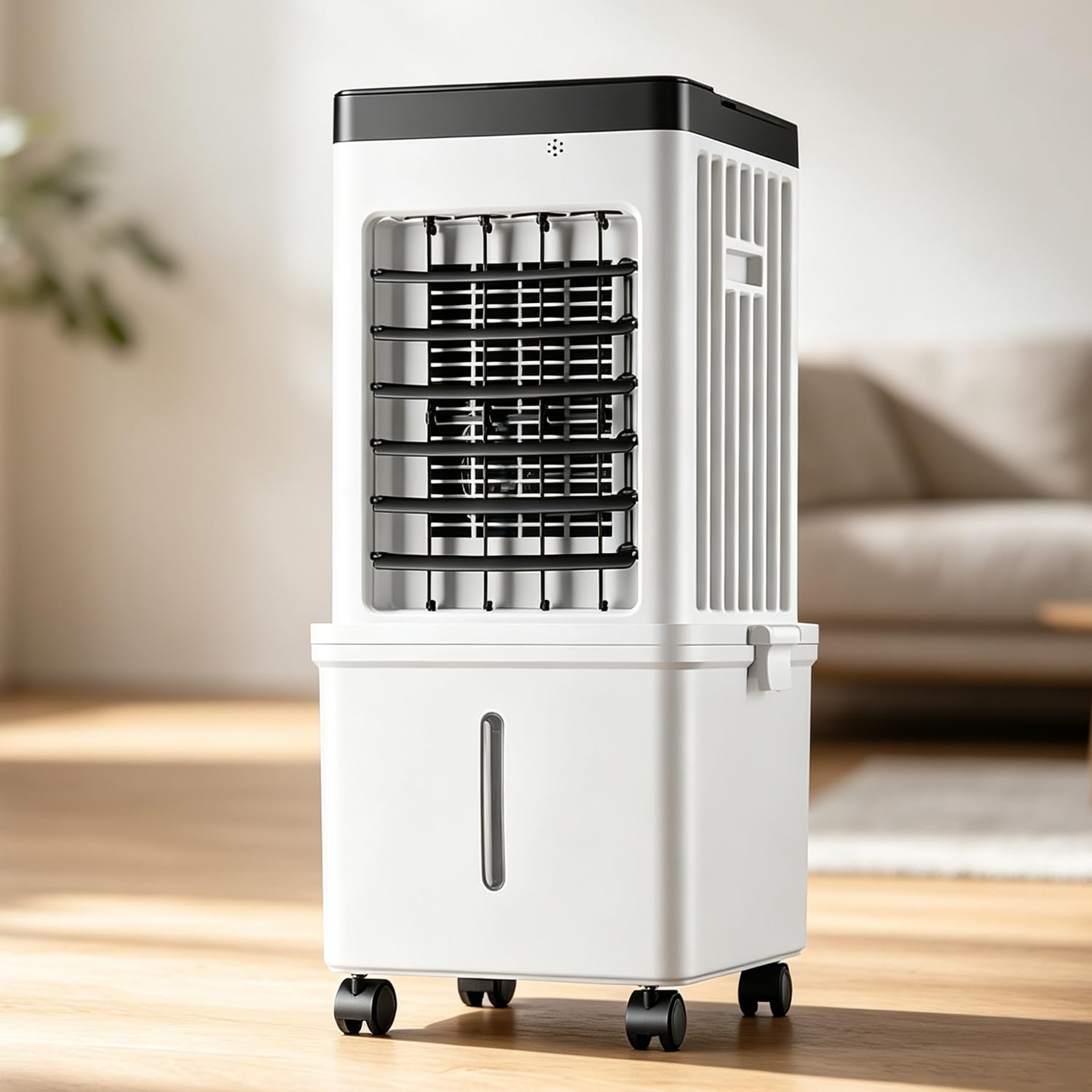 Ospshpg Portable Air Cooler, Evaporative Air Cooler Fan, With 15L Removable Water Tank, 3 Speed, 7.5-Hour Timer Adjustment, Touch Display, With Wheels, For Home Office & Bedroom