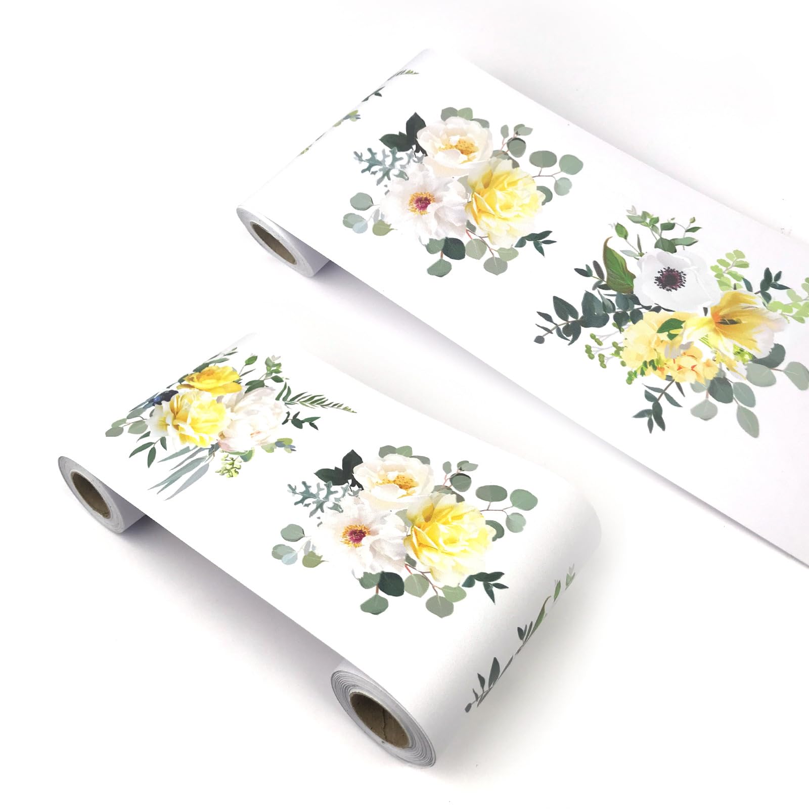 Visitryl Yellow White Roses Yx206 Wallpaper Border Self Adhesive Wall Tiles Decorative, Peel And Stick Wall Border Bathroom Stickers 12Cm X 1000Cm