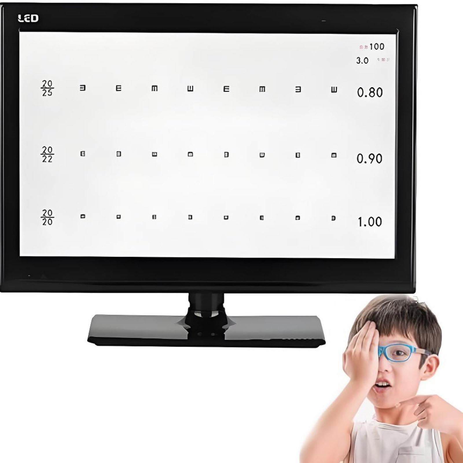 GUTYGIO 18.5/21.5 Inch Visual Acuity Chart Digital, Test 300+ Visual Targets, LCD Electronic Optical Eye Charts with Remote, 1-6.2m Distance Adjustable, for Eye Exams 21.5in