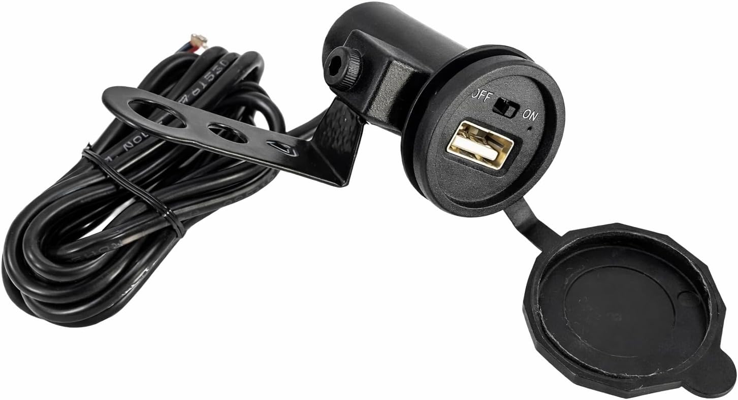 Motorcycle Mobile Fast Charger, Power Adapter Support Fast Charging (9-30V) 3.1 AMP Universal for All Bikes & All Gearless Scooters Waterproof with ON/Off Switch - Black