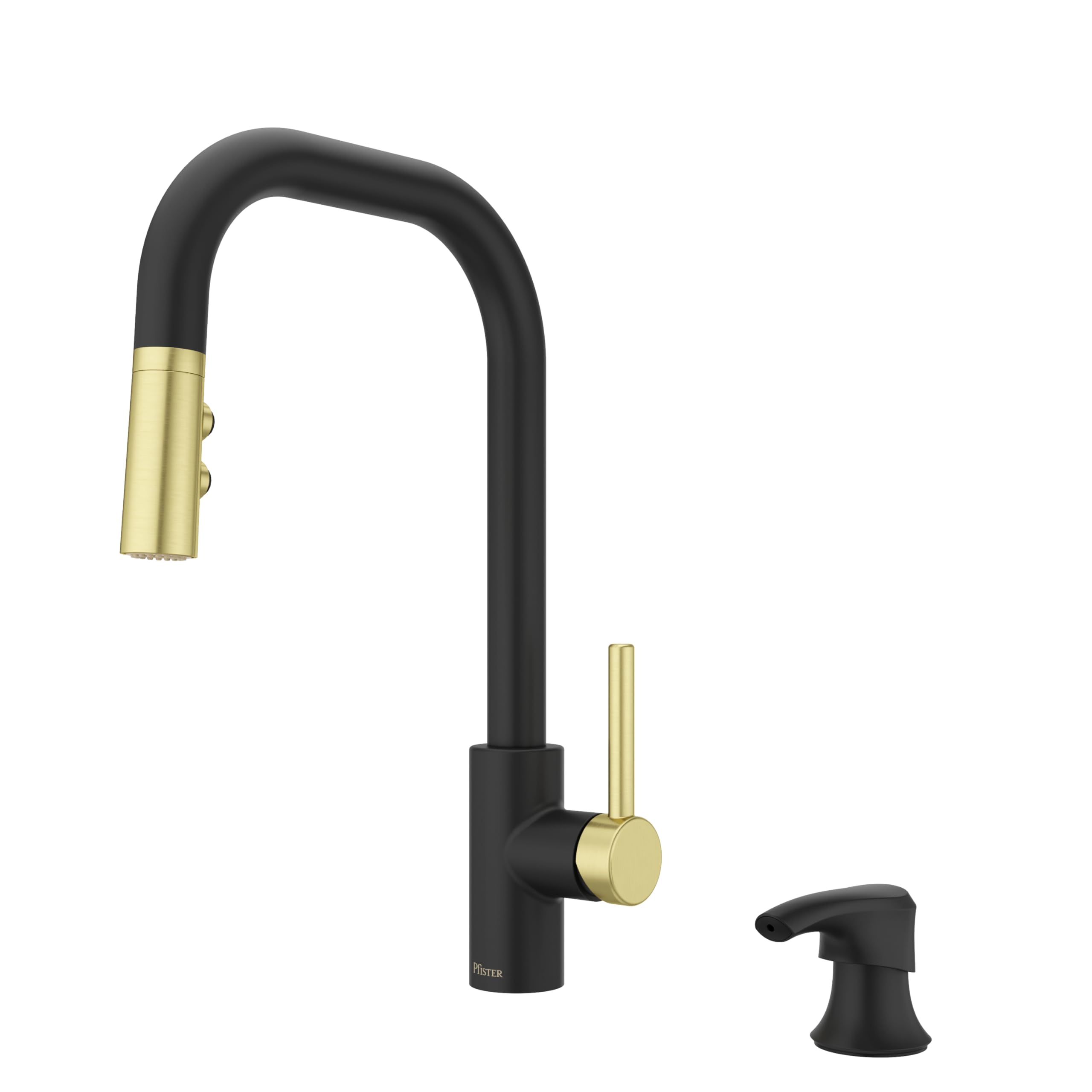 Pfister Zanna Kitchen Faucet with Pull Down Sprayer and Soap Dispenser, Single Handle, High Arc ...