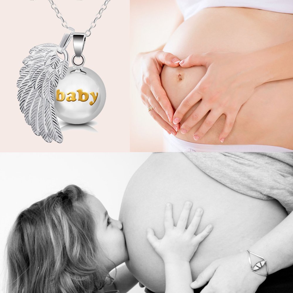 EUDORA Harmony Ball Collana Chiama Angeli Gravidanza Ciondolo per donne incinte, collane con ciondolo di loto con carillon musicale per futura mamma regalo per ragazze, 76 cm + 114 cm