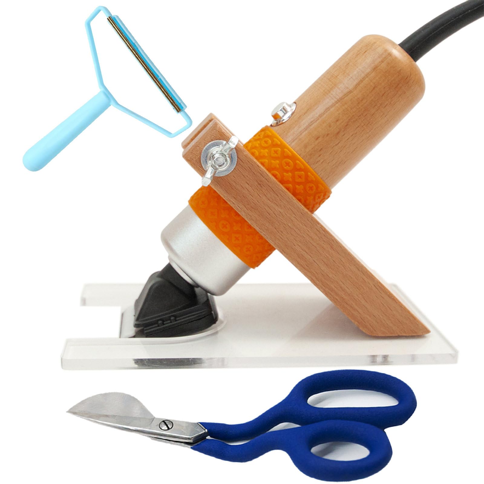 Kit de máquina recortadora de alfombras: removedor de pelusas, cortaúñas de aseo de alfombras, soporte adjunto, tijeras de pico de pato, herramientas de aseo para alfombrillas de suelo, juego completo
