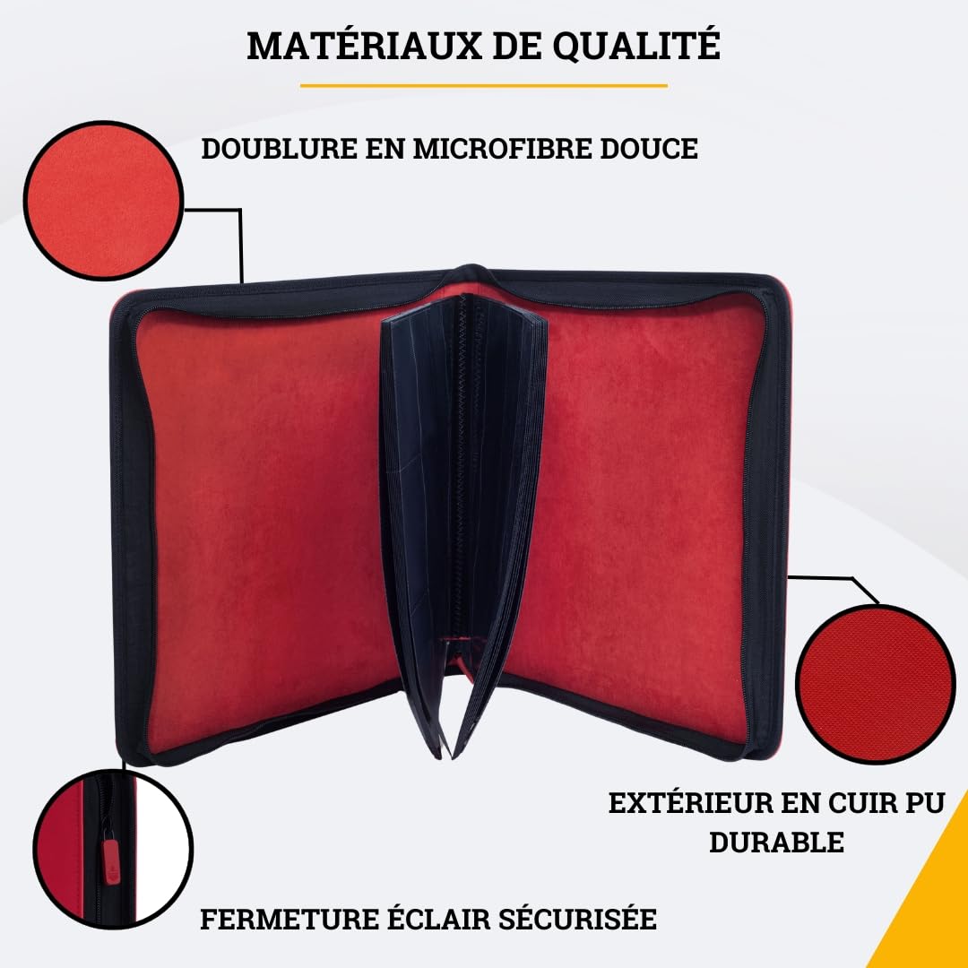 Card Guardian - Premium Classeur avec Fermeture éclaire – Album Classeur pour Cartes à Collectionner, Jeux de Cartes, Trading Card – 12 Poches – 480 Poches pour TCG (Rouge)