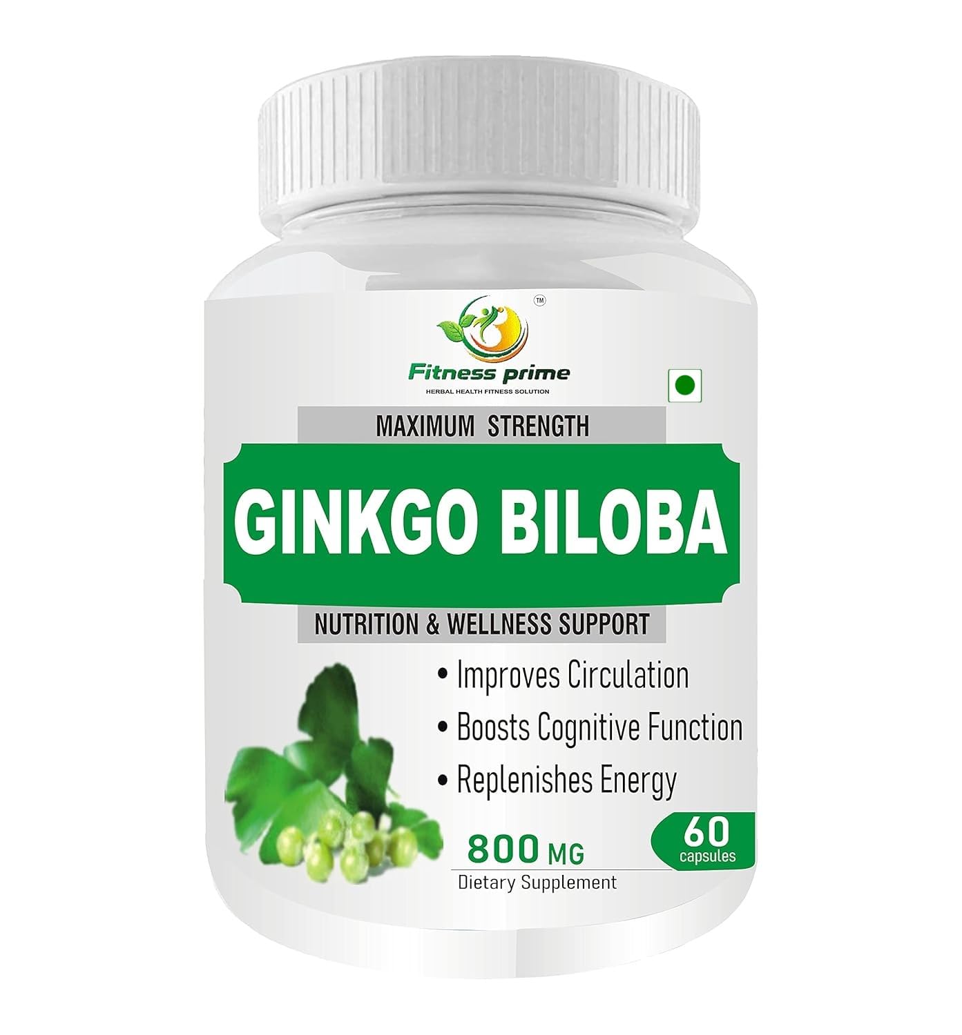Ginkgo Biloba Extract for Stress Buster & Improves Circulation| Supplements for Memory problems (60 Capsules) 800MG