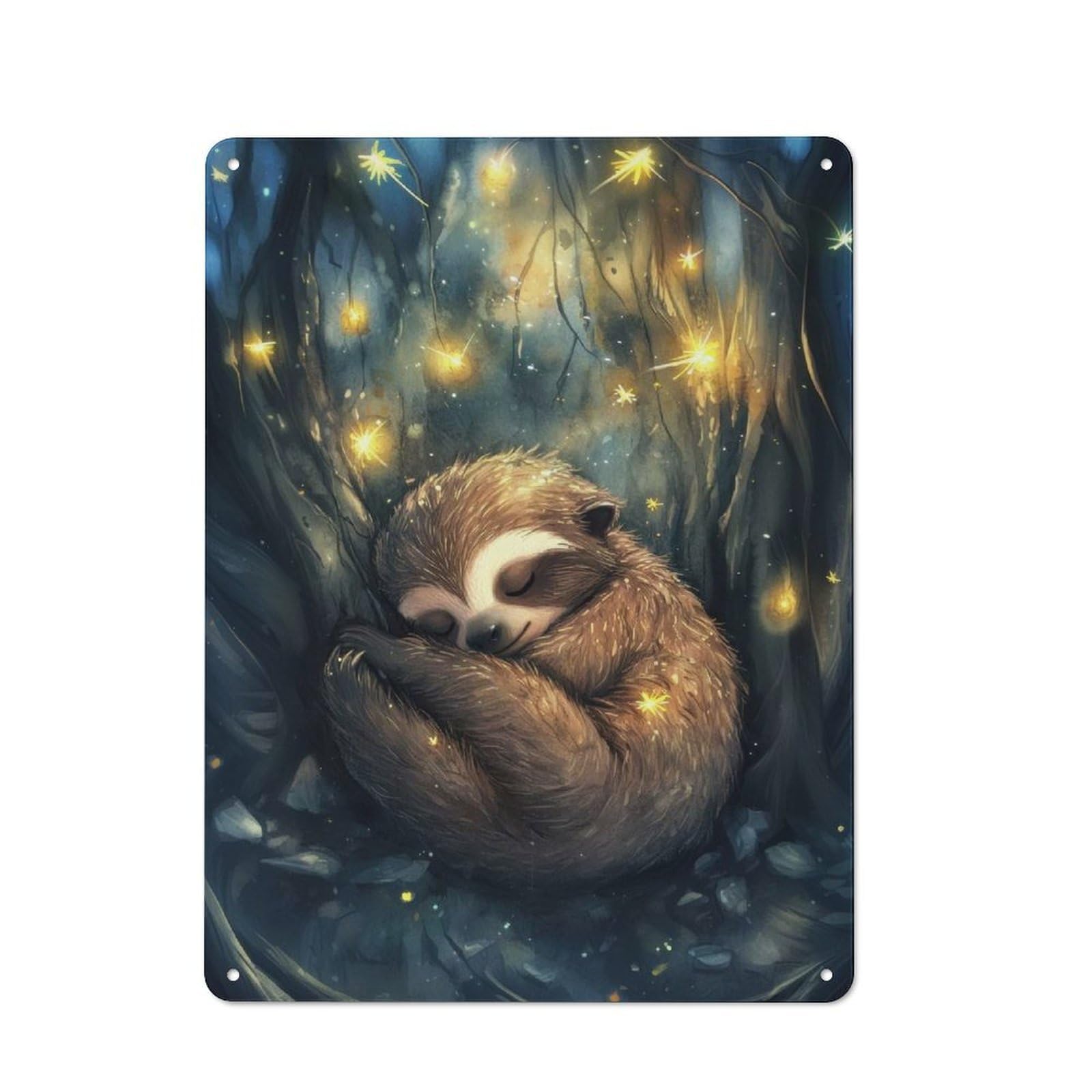 Vintage Tin Sign 40x30cm with Sleeping Sloth in Forest for Café Or Restaurant, Suited to Wall Displays in Cafés And Restaurants
