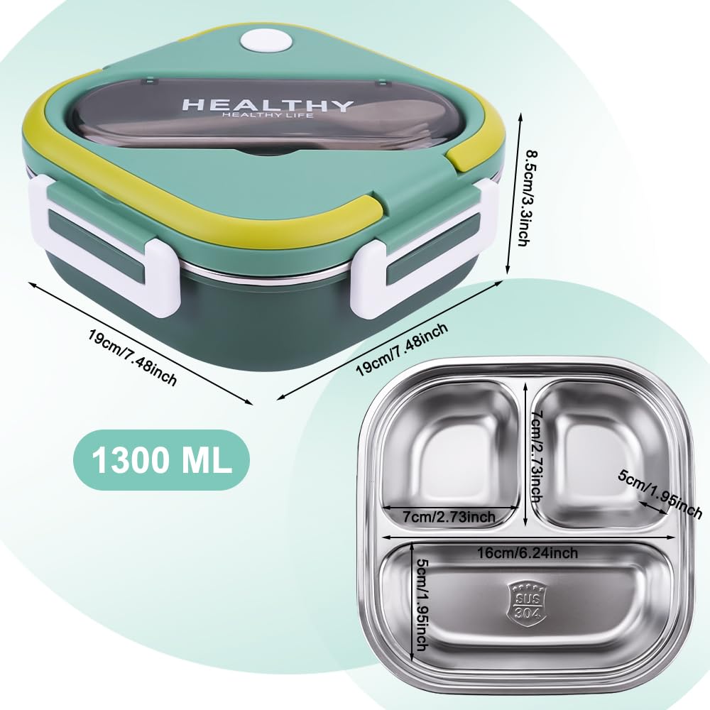 Lunch Box Enfant WuGU 1300ml - 5 Compartiments - Avec Couverts Et Autocollants - Sans BPA - Micro-ondes Et Lave-vaisselle