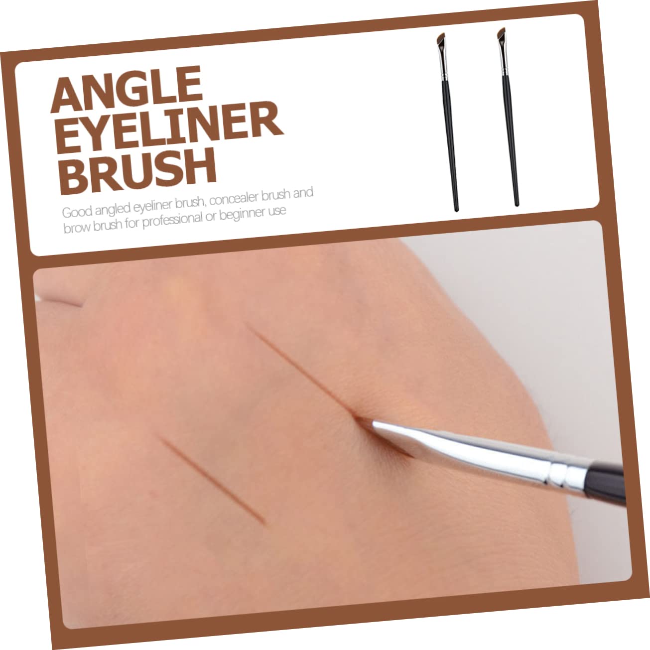 FRCOLOR 10 pennelli per sopracciglia, sopracciglia, pennello per sopracciglia, pennello per sopracciglia, pennello piatto per eyeliner, pennello sottile angolato, pennello per trucco a testa piatta