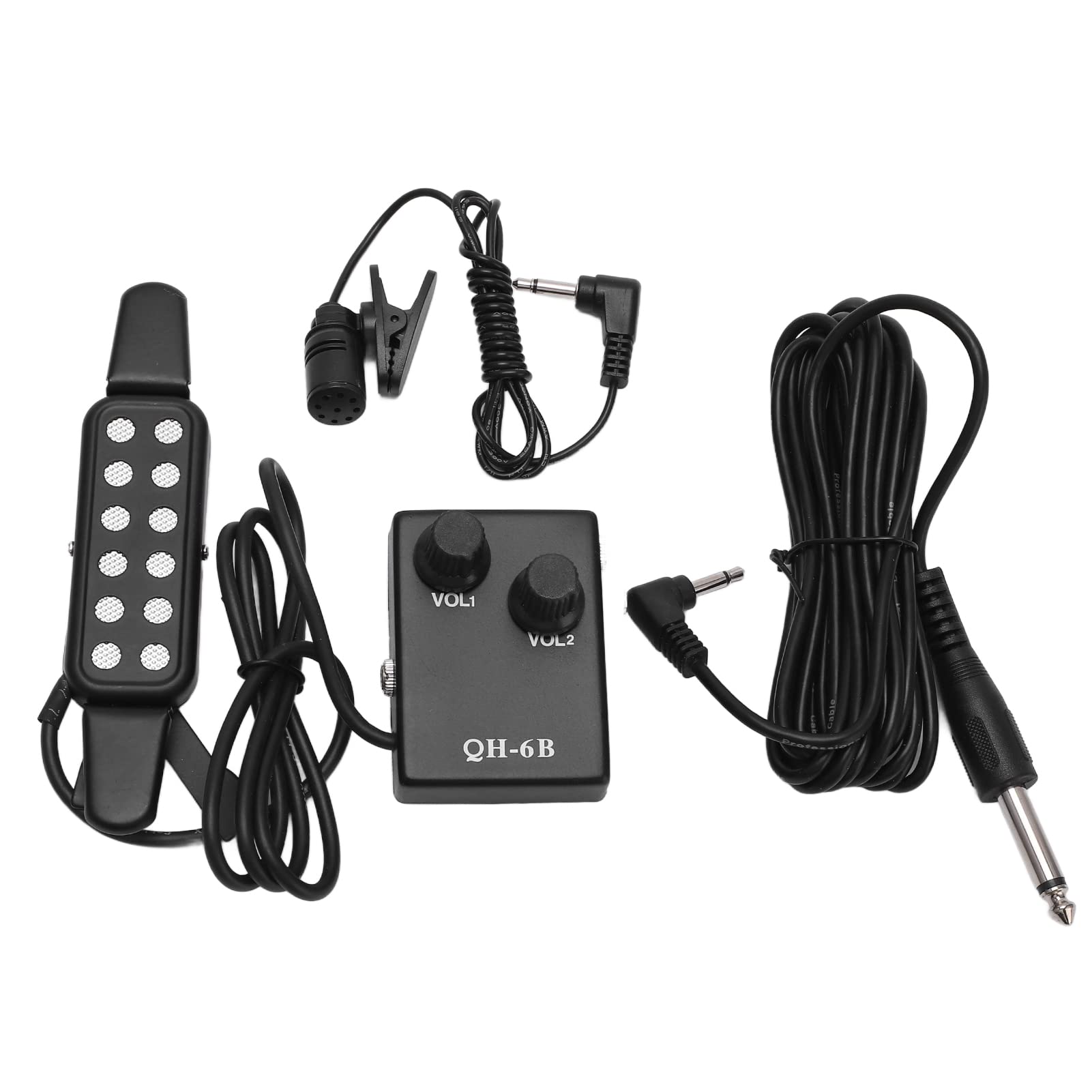 Micro Guitare Acoustique OFKPO - Pickup 12 Trous Noir Avec Câble 3m Jack 6.3mm