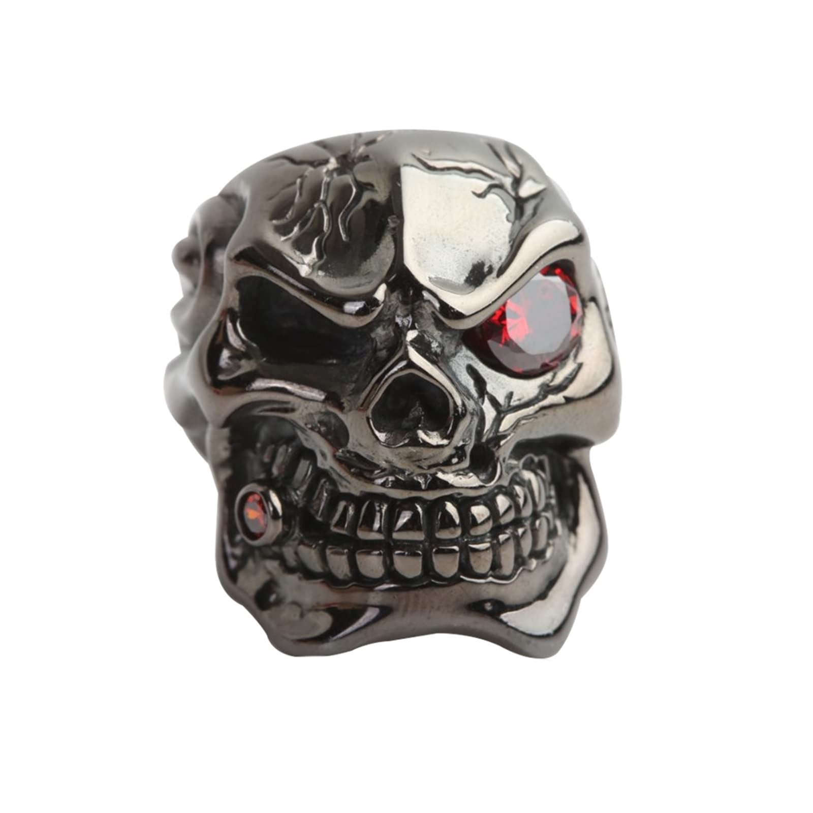 Beydodo Ring Silber 925 Herren, Ring Personalisiert Totenkopf mit Rot Zirkonia Freundschaftsring Silber Ring Männer Große 54-65