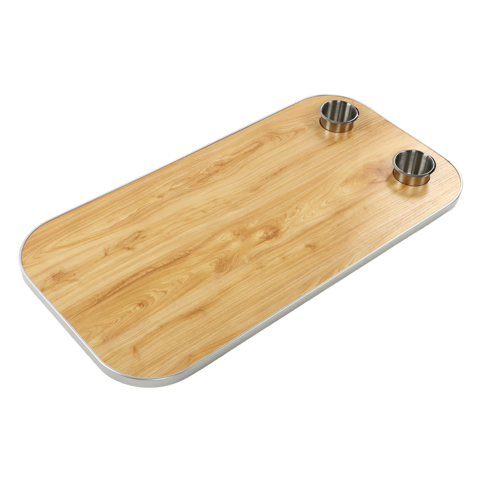 Loboo Idea Tavolo da barca in legno massello con 2 portabicchieri rimovibile, pannello da tavolo per roulotte, camper, yacht marino (giallo)