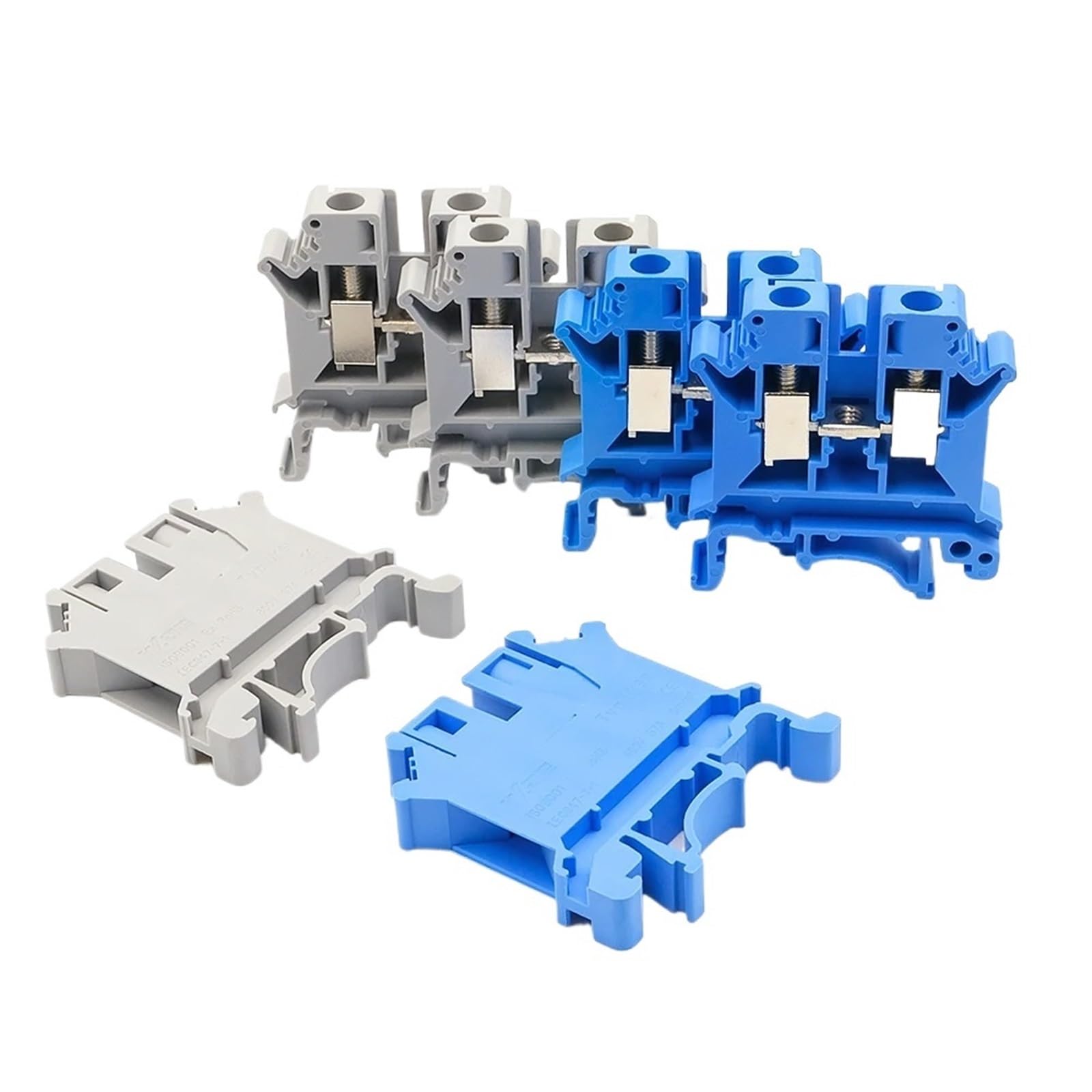 10Pcs UK 6N DIN Rail Terminal Block High Current 57A Screw Connection Electrical Conductor(UK-6N-10PCS-BLUE)
