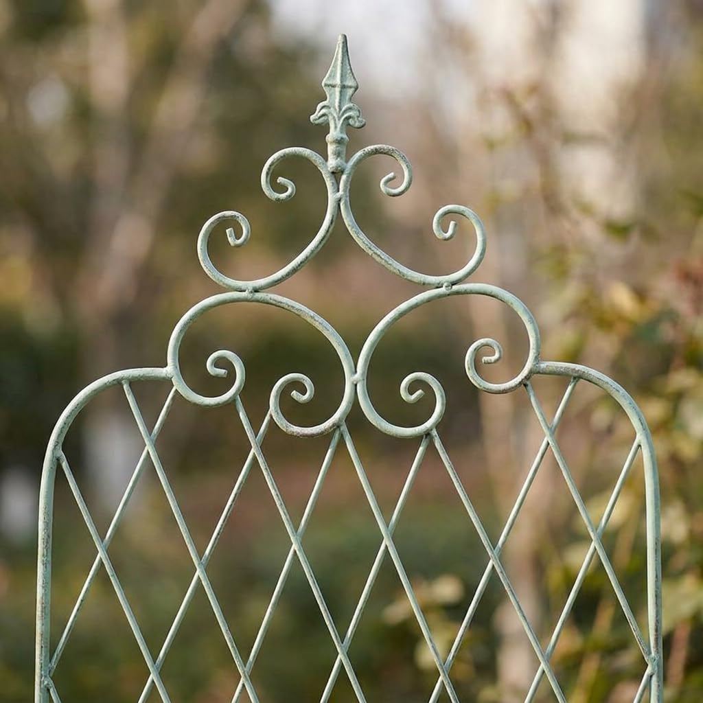 Celosía Decorativa de Hierro para Plantas trepadoras, Enrejado Ajustable 123/160/210cm, para Patio y balcón, Estilo rústico, Verde Envejecido