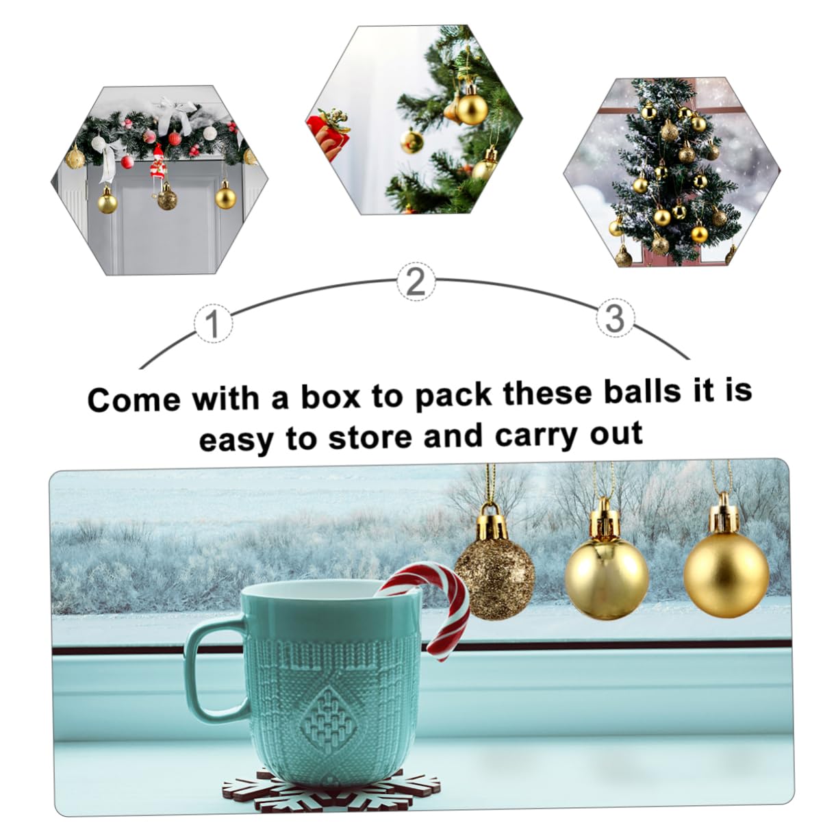 Ciieeo 3 Juegos Elegantes De Adornos Decorativos para Árbol De Navidad Colgantes para Decoración Festiva 48 Piezas X 3