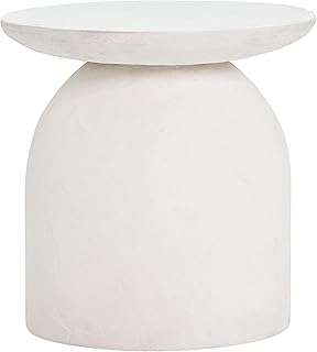 Aloe White Textured Concrete Indoor/Outdoor Round Side Table