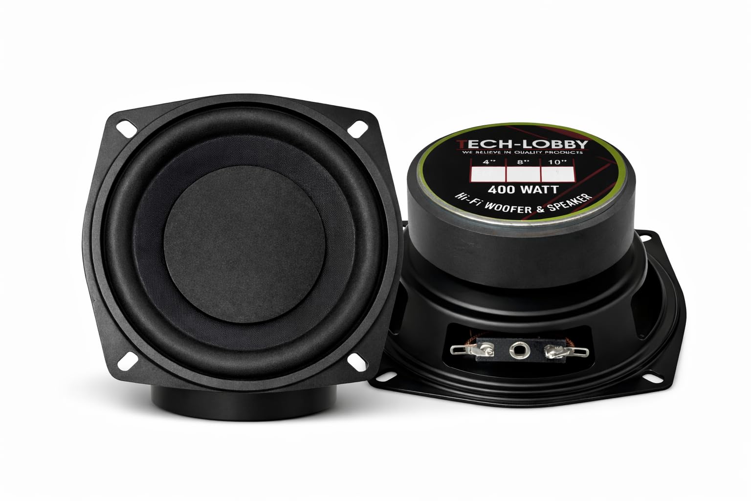 TECH-UNIQUE 4 Inch Woofer Speaker | 350W Power | 4 Ohm High Efficiency Diaphragm (Parda) | Heavy Bass Sound | Ideal for Home Audio & DIY Speaker Systems
