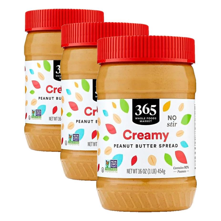 Image of 365 By Whole Foods Market, Peanut Butter Spread Creamy No Stir, 16 Ounce (Pack of 3)