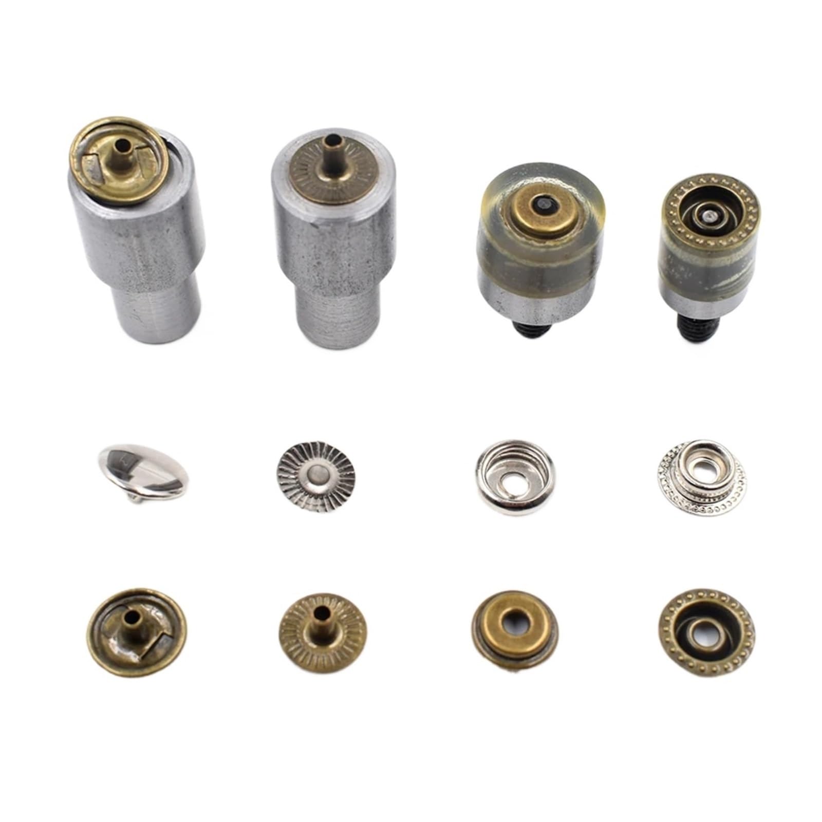 Snap Fasteners Botón Die 50 juegos de botones a presión metal 12,5/15 mm | Con 1 Juego de molde de interfaz de rosca for sujetar botones de presión, herramienta de instalación(Black-15mm)