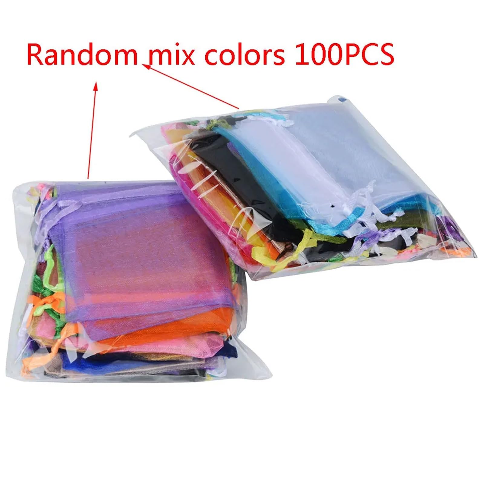 Geschenkbeutel 100 Stück Schmuckverpackungsbeutel 5 * 7 7 * 9 9 * 12 10 * 15 cm Organzabeutel Geschenkaufbewahrung Hochzeit Kordelzugbeutel(Red,10x15cm)