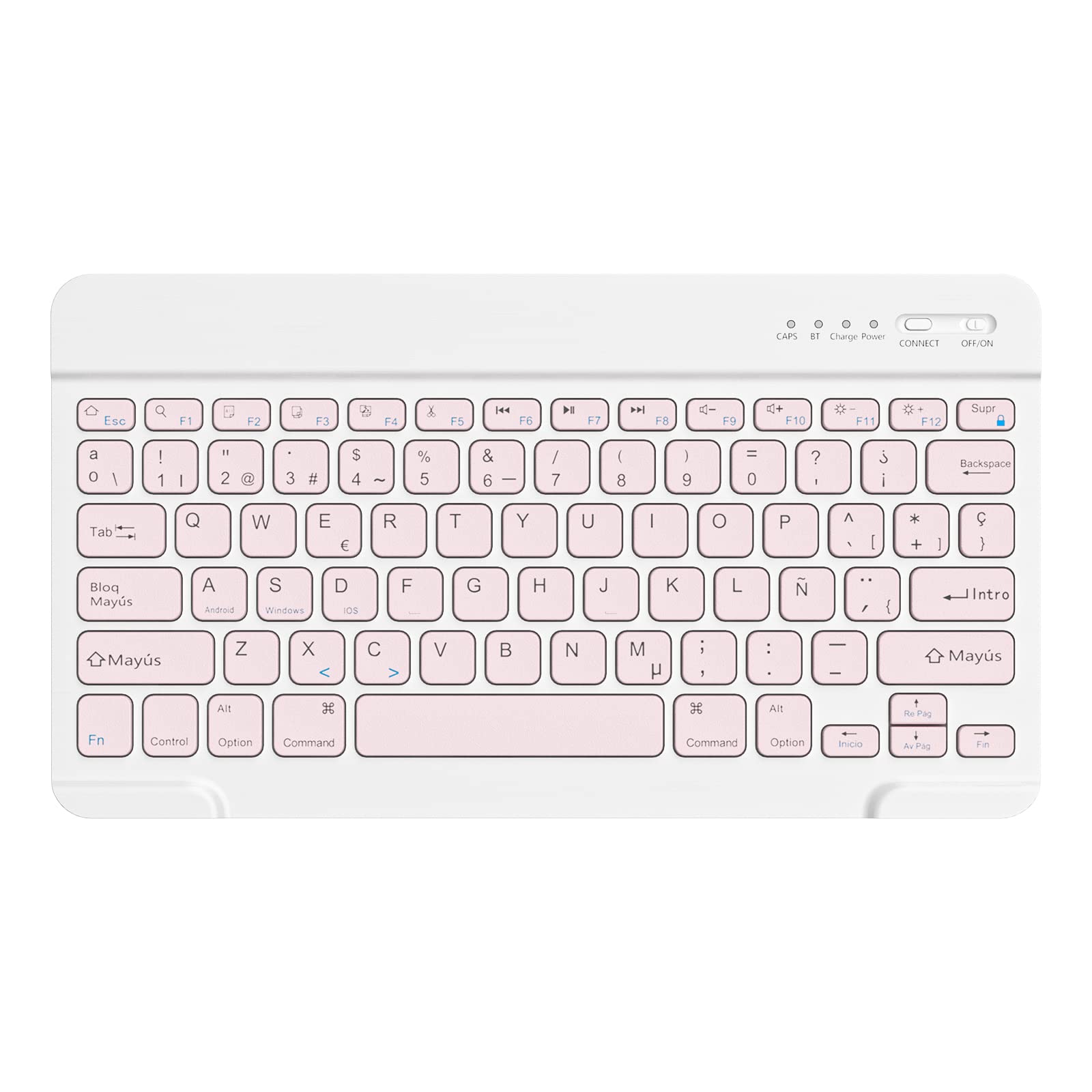 HZD Teclado Bluetooth Español,Light Teclado Inalámbrico Portátil para iPhone de iOS,iPad,Samsung,Lenovo,Huawei,Android,Windows,Compatible con Todos los Dispositivos con Bluetooth Global Recycled Standard Global Recycled Standard Global Recycled Standard
