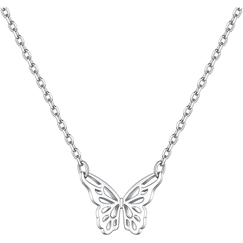 ChicSilver Personalized 925 Sterling Silver Dainty Small Heart/Star/Moon/Dot/Triangle Pendant Necklace for Women, Silver/Gold/Rose Gold/Black (with Gift Box)