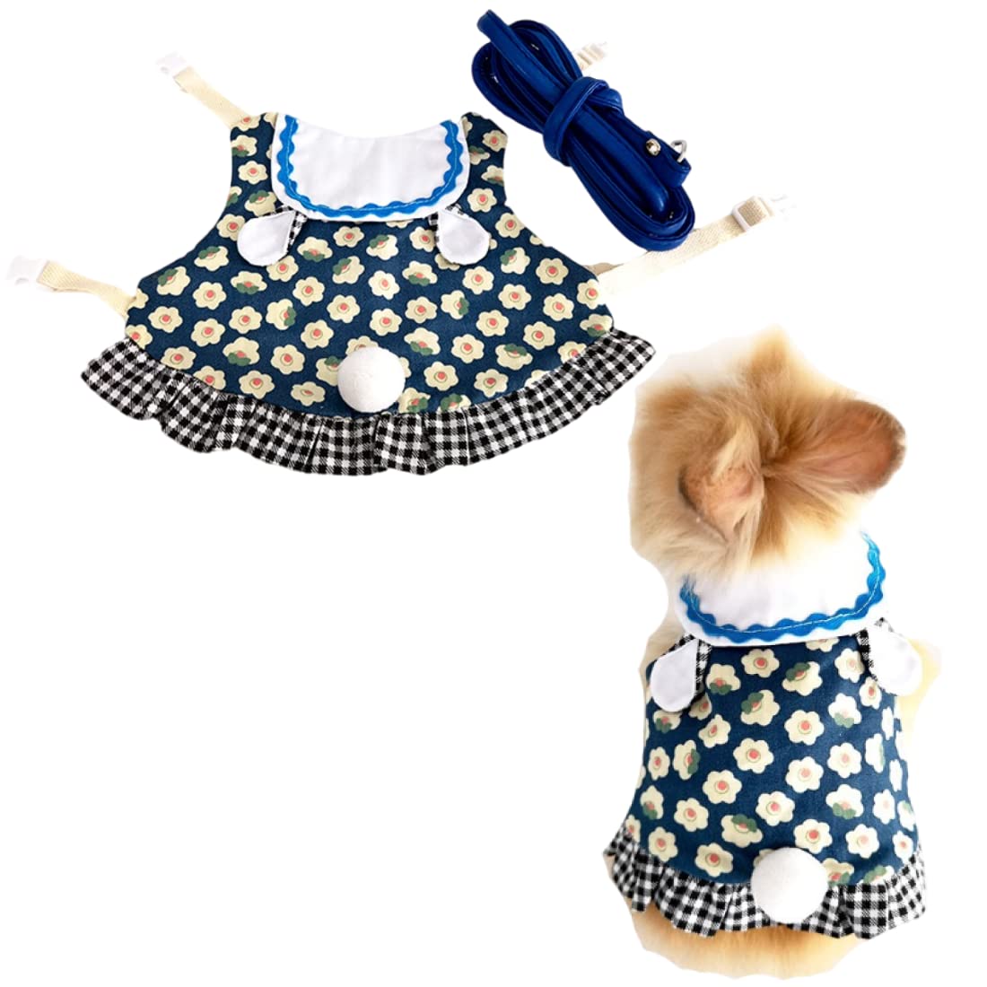 Rabbit Harness and Leash for Walking Escape Proof - Mesh Breathable Bunny Vest Harness Outdoor Camping Hiking Training - Also Suit for Ferret Kittn