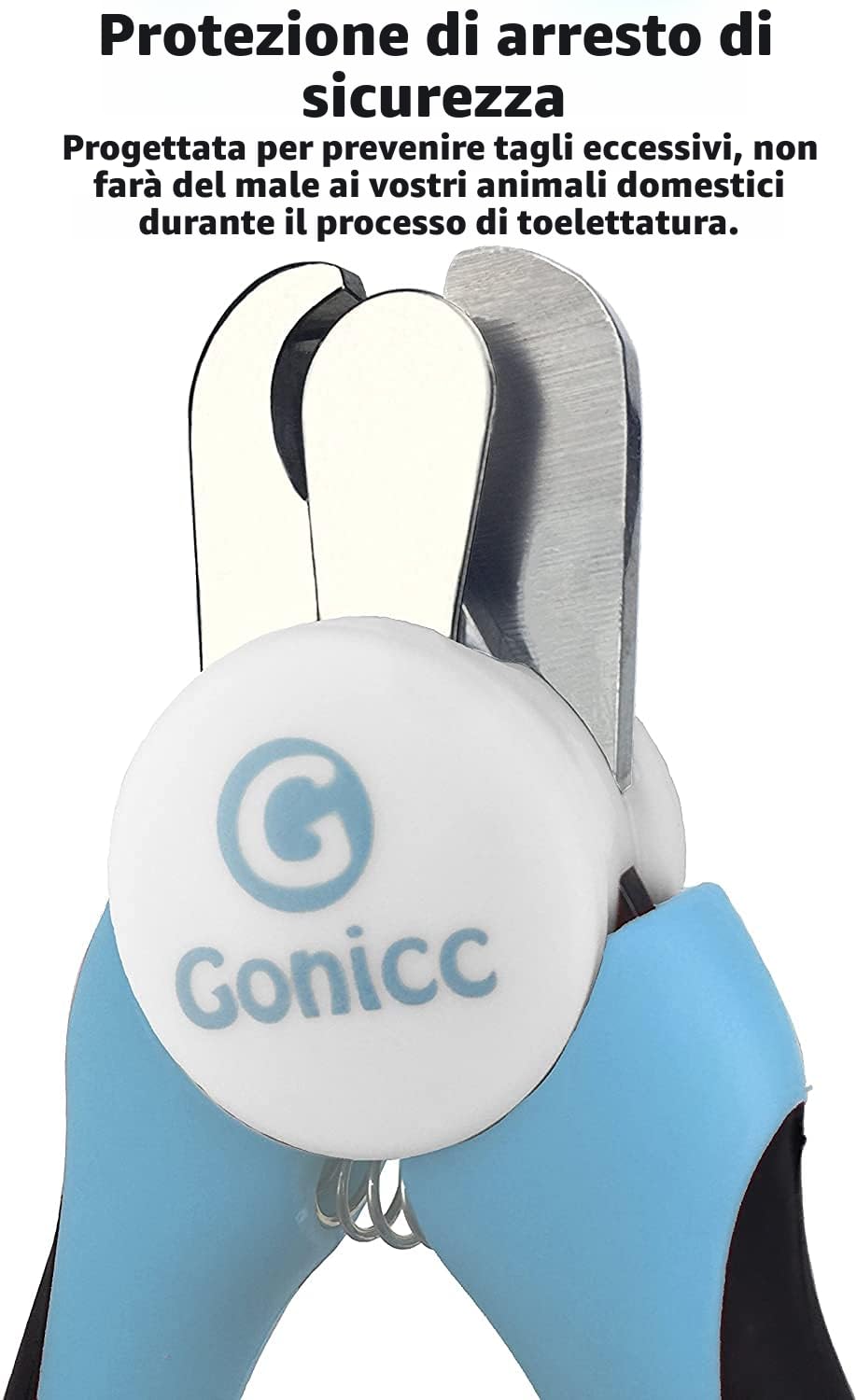Gonicc Tagliaunghie Cane E Gatto Professionale in Acciaio Inossidabile per Cani Gatti Medi e Grandi Lima Unghie, con protezione per evitare di tagliare le unghie troppo corte, con lima in omaggio