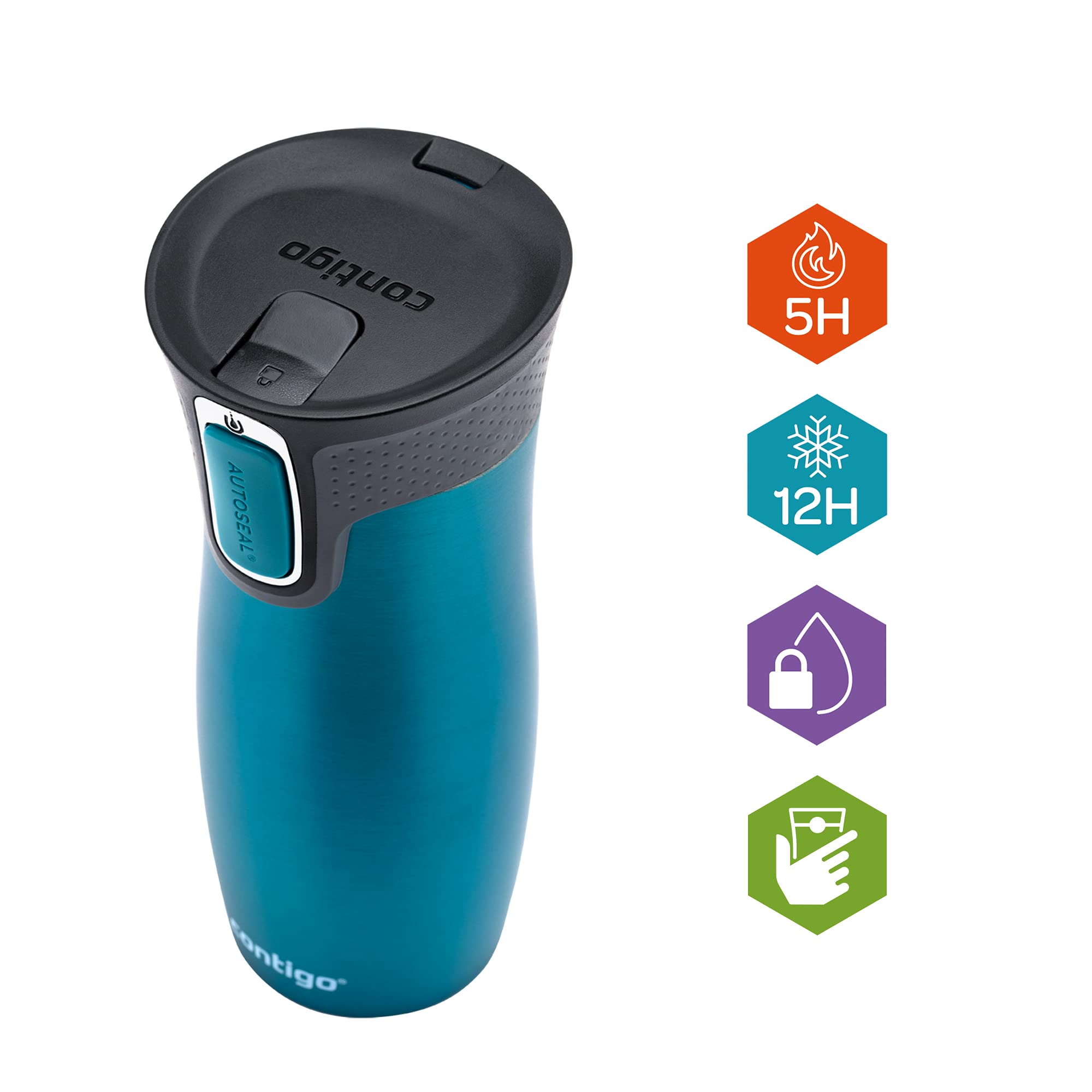 Contigo Thermobecher West Loop Autoseal, Edelstahl Isolierbecher & Trinkflasche Swish Autoseal, große BPA-freie Kunststoff Wasserflasche für Kinder