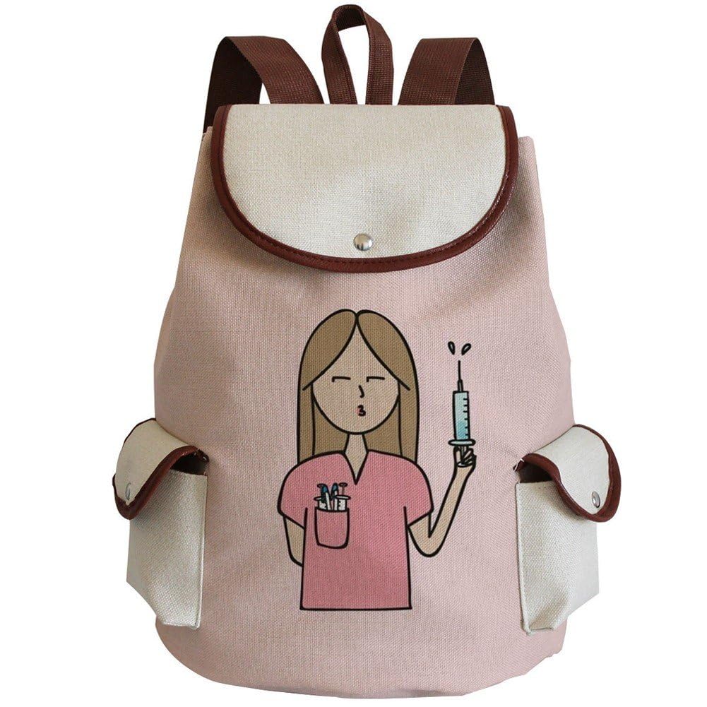 Mochila infantil y juvenil con estampado de enfermera para colegio y bolso casual de adolescente