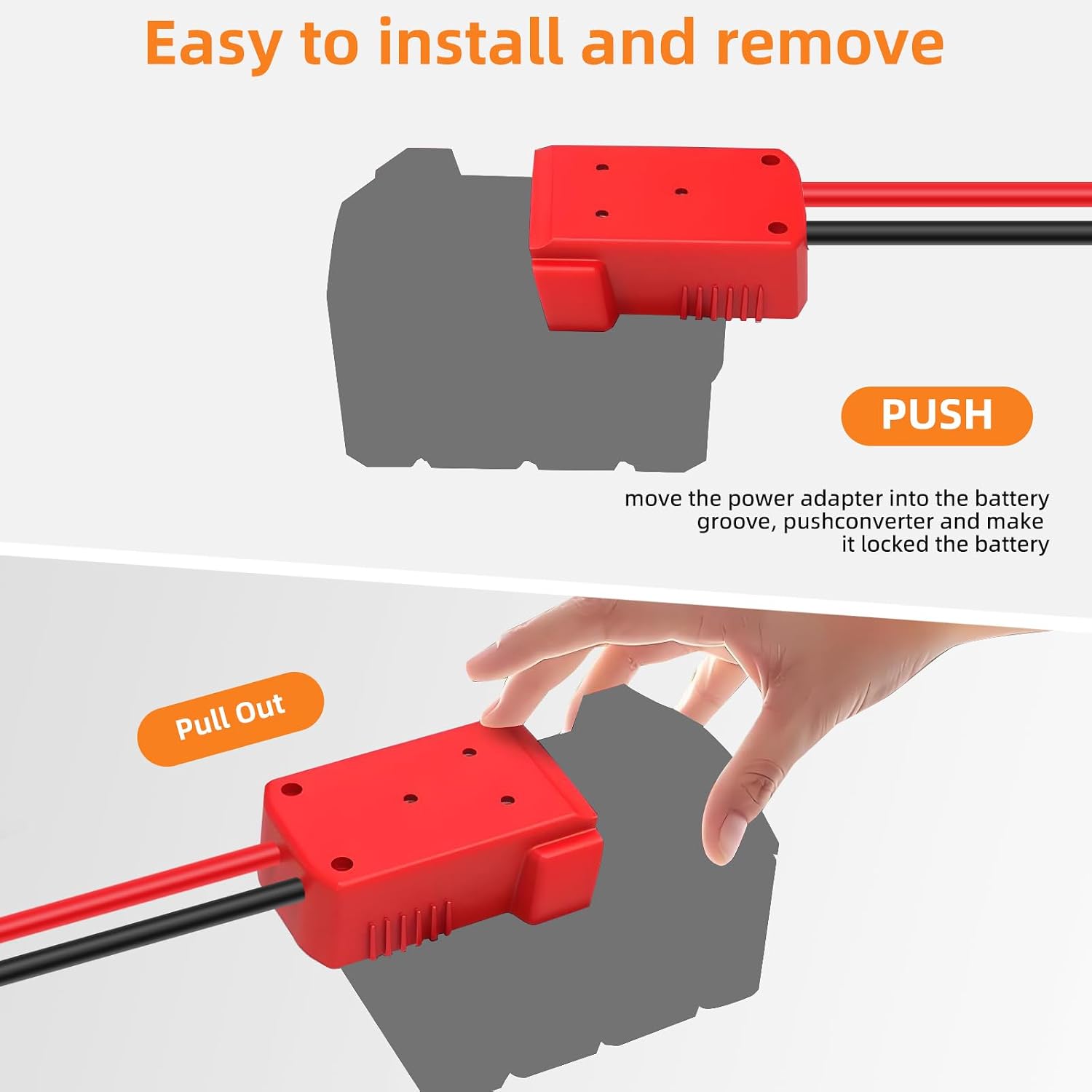 2FT 8AWG heavy-duty soft silicone cable battery adapter with alligator clips,compatible with Mil.Waukee M18
