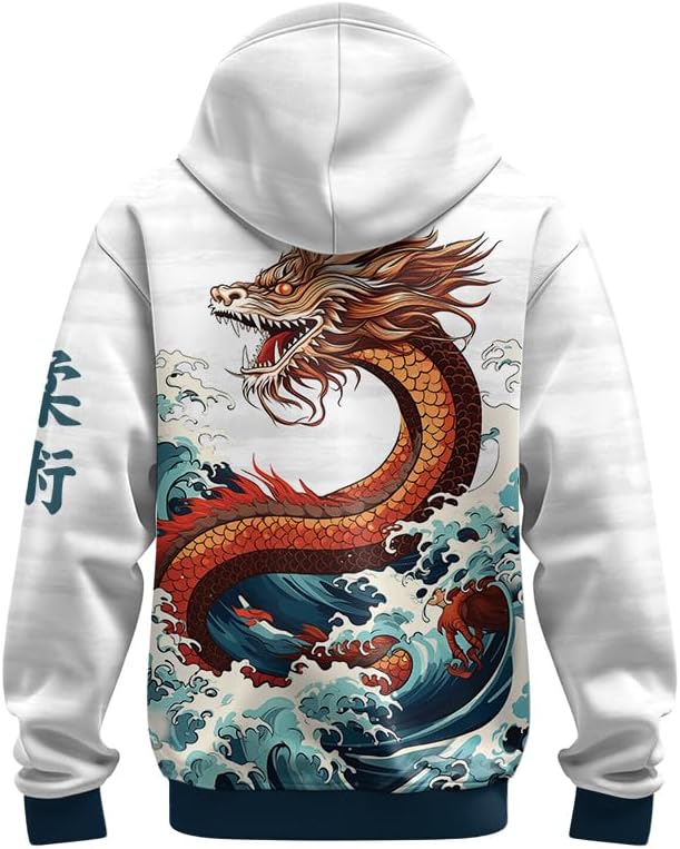 Dragon Unisex Hoodies AOP Men's Pullover Hooded Sweatshirt with Pocket