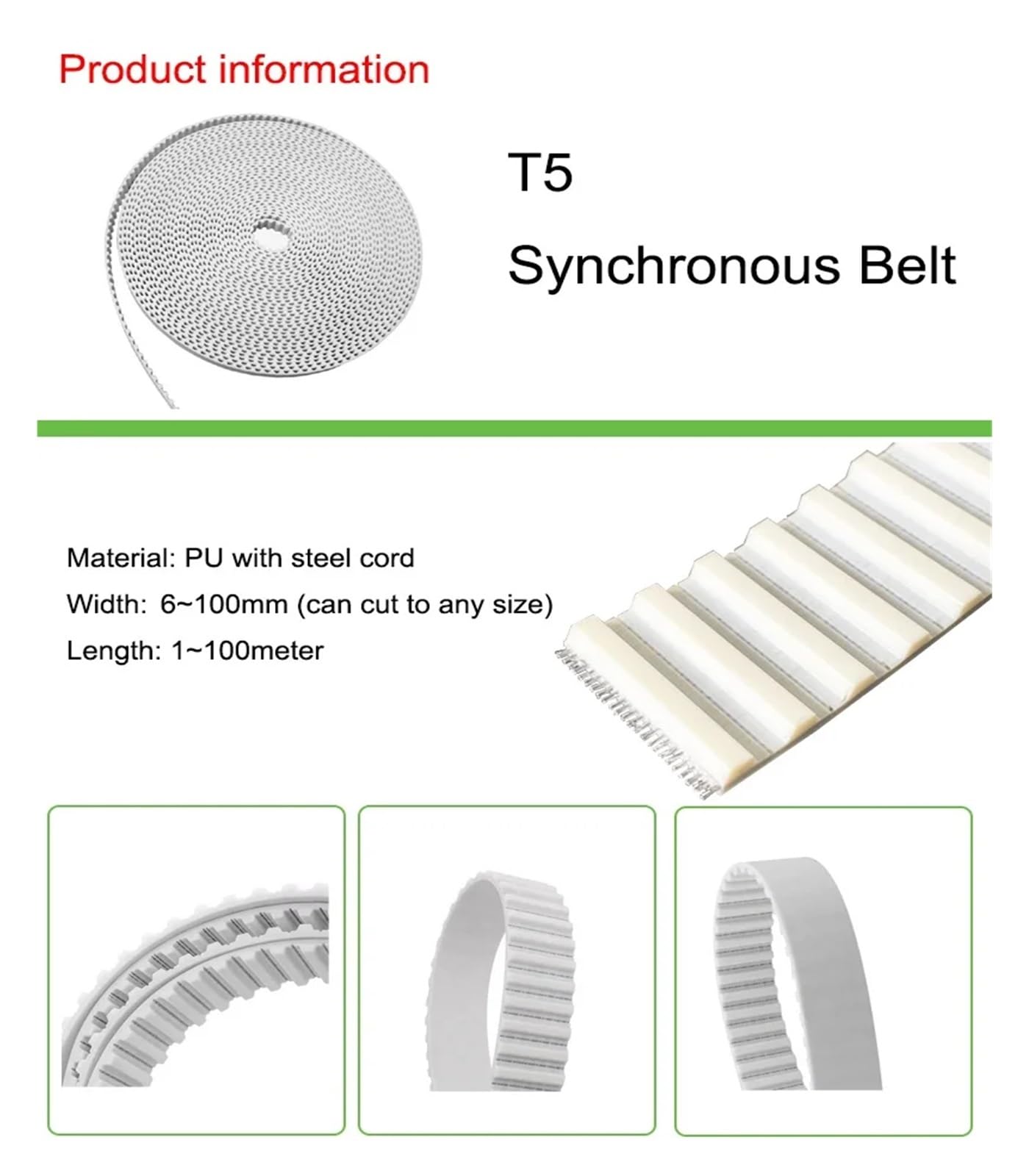 Übertragungsriemen Teilung 5 Mm Polyurethan PU T5 Zahnübertragung Förderband Zahnriemen Offen Mit Stahlseil Riemen Synchronriemen Keilriemen Zahnriemen(13M,10mm)