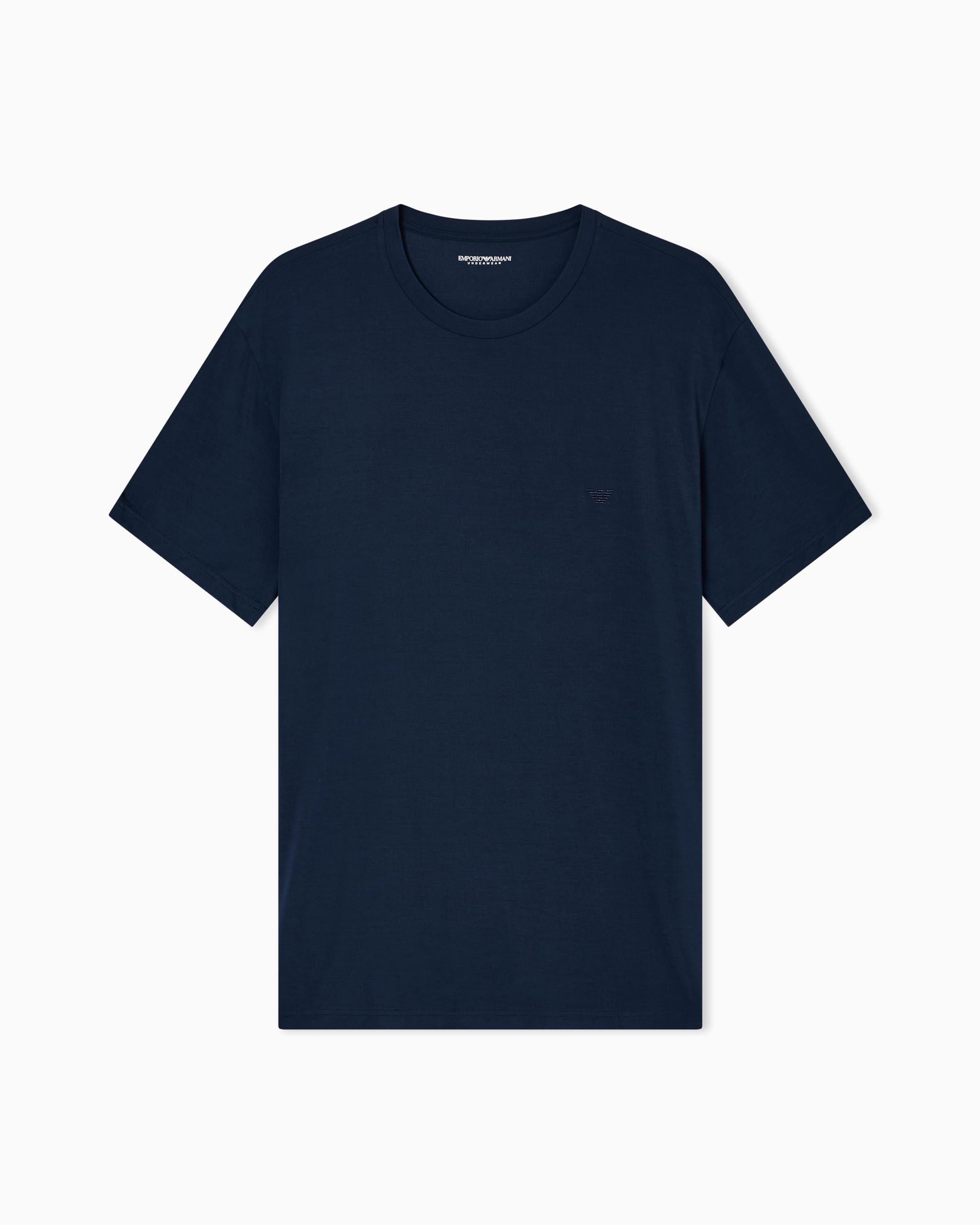 Man's Soft Modal Crew Neck T-Shirt Blue M Fitted FIT