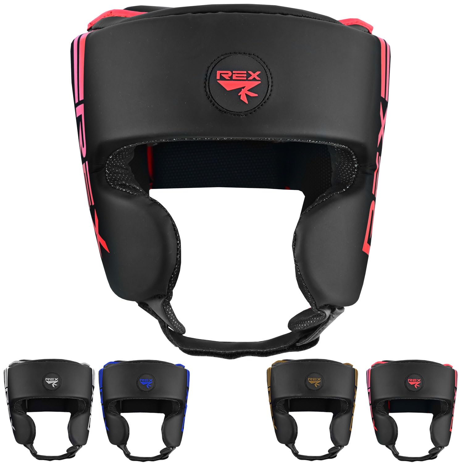 Rex Boxing Headguard for MMA Headgear Training Helmet Muay Thai Kickboxing Martial Arts Sparring Protective Gear (Red/Black, XL)
