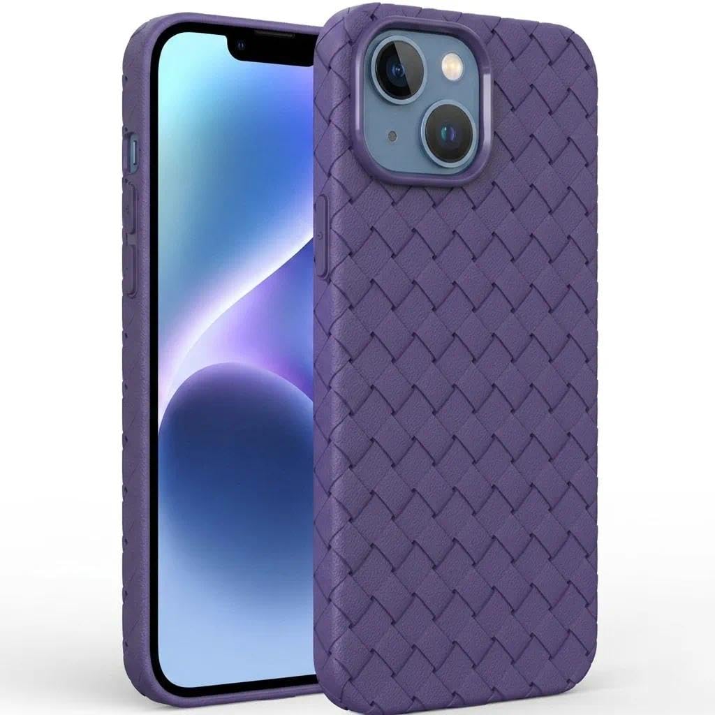 Coque tressée iPhone 14 violette pour éviter les surchauffes