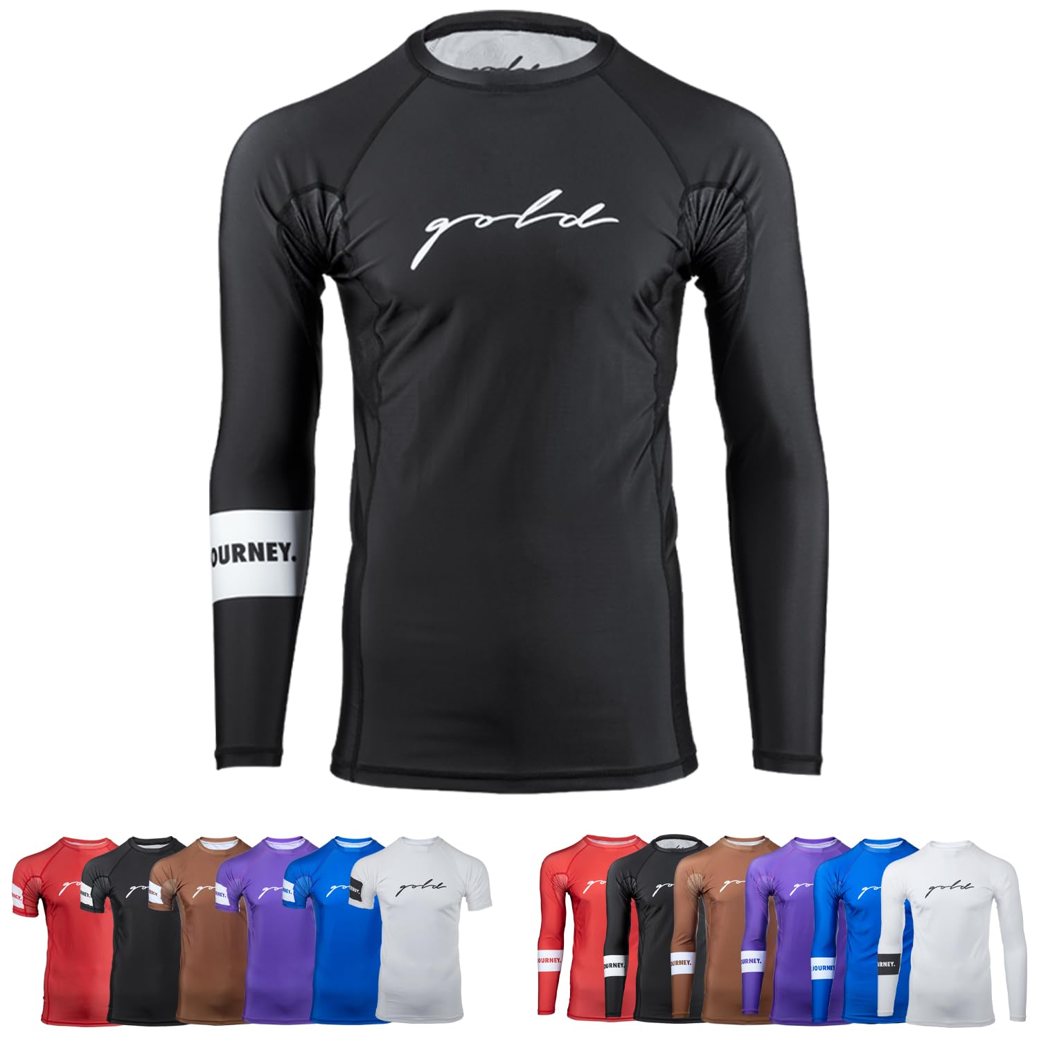 Gold BJJ Foundation Rash Guard - Ranked No-Gi and Gi Jiu Jitsu Rashguard