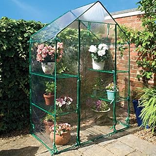 Walk In Outdoor Garden Greenhouse Green House 4 Shelves Steel Frame Zip Up Cover