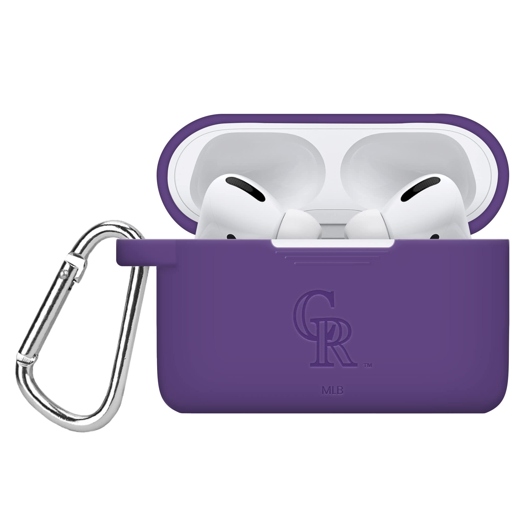 GAME TIME Colorado Rockies Engraved Silicone Case Cover Compatible with Apple AirPods Pro (Purple)