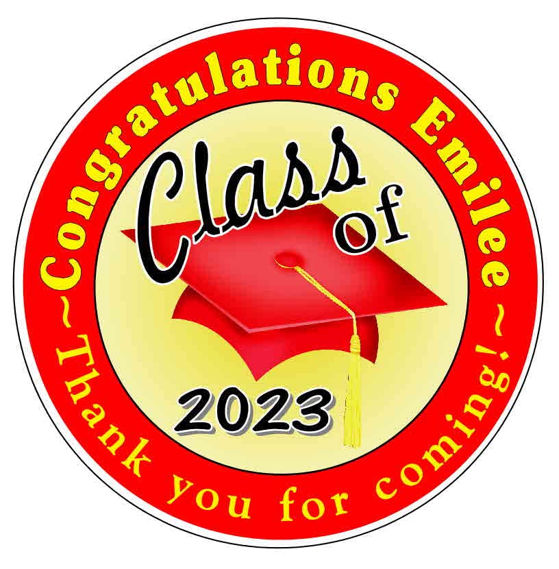 RED AND GOLD GRADUATION PARTY FAVORS DECORATIONS LABELS FOR YOUR FAVORS class of